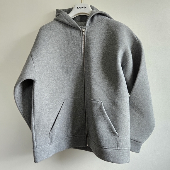 New Zara Soft Neoprene Effect Zip Front Hoodie Bomber Jacket NWT Small - Picture 14 of 16